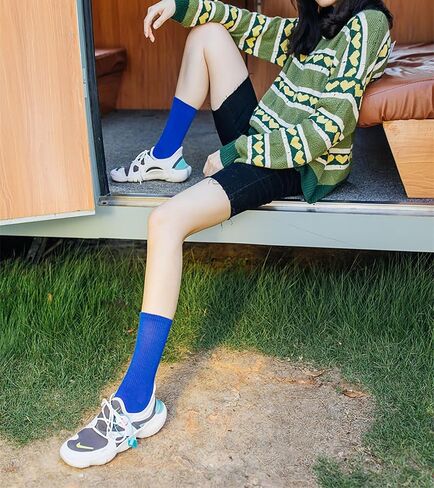 Solid Color Crew Socks Colorful Boot Sock Candy Colored Dress Socks for Women, Men in Saudi Arabia