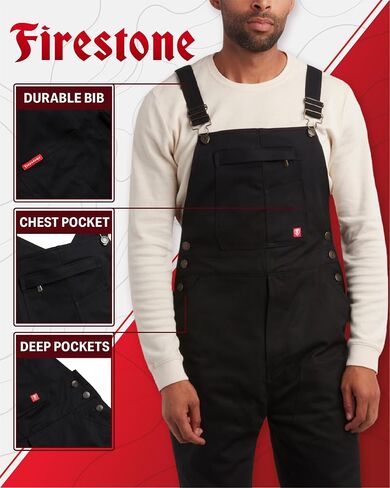 Firestone Men's Overalls - Quilted Lining Twill Water Resistant Bib Overalls Jumpsuit - Insulated Overalls for Men (M-XXL) in Saudi Arabia