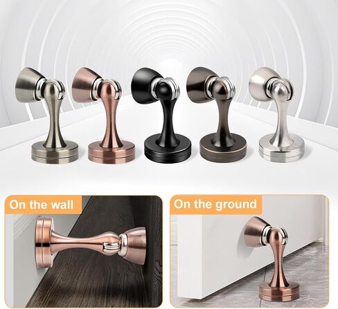 Tauno 1 Pack Antique Brass Magnetic Door Stops for Wall and Floor Mounting，Security Door Stopper Keep Door Open，Screws for Stronger Mount in Saudi Arabia