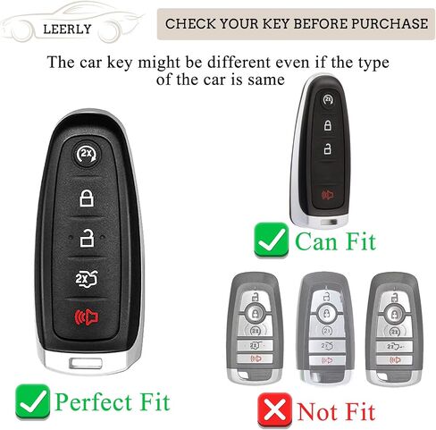 LEERLY Key Fob Cover with Anti-lost Keychain Compatible with Ford C-Max Edge Escape Expedition Explorer Flex Focus Taurus Lincoln MKS MKT MKX Navigator White in Kuwait