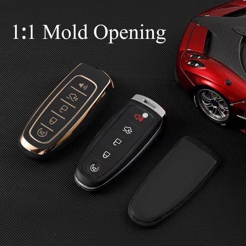 LEERLY Key Fob Cover with Anti-lost Keychain Compatible with Ford C-Max Edge Escape Expedition Explorer Flex Focus Taurus Lincoln MKS MKT MKX Navigator White in Kuwait
