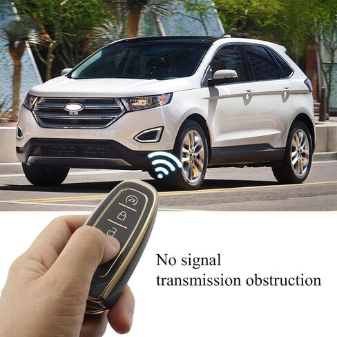 LEERLY Key Fob Cover with Anti-lost Keychain Compatible with Ford C-Max Edge Escape Expedition Explorer Flex Focus Taurus Lincoln MKS MKT MKX Navigator White in Kuwait