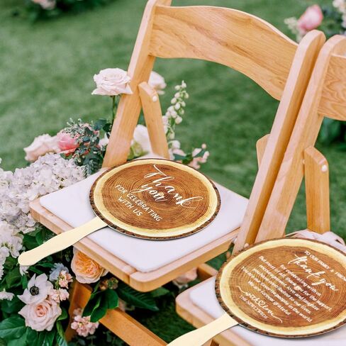 Tradder 50 Pcs Weeding Fans for Guest Weeding Paper Fan Hand Bulk Thank You for Celebrating with Us Bride Bridesmaid Favors Guest Gift for Bridal Wedding Baby Shower Party Decoration (Wood Grain) in Kuwait