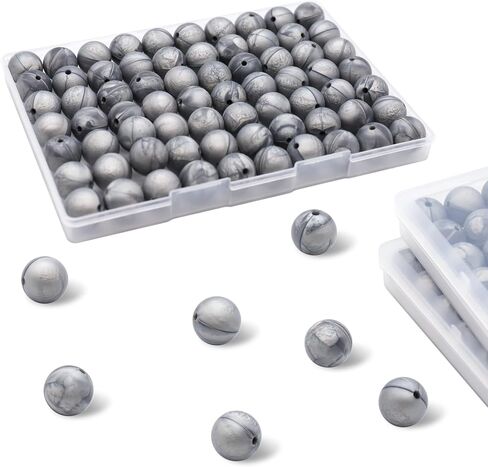 DIYOMR 70Pcs Silicone Beads, 15mm Silicone Round Beads for Keychain Making Loose Rubber Beads for Bracelet Lanyards Jewelry Making Kit Bulk Beads for DIY Crafts (C1-Textured Gold) in Saudi Arabia