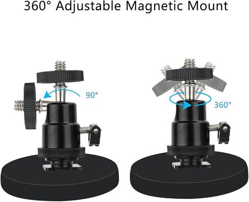 حامل كاميرا مغناطيسي متوافق مع GoPro Hero 12/11/10/9/8، AKASO EK7000 Brave 4، DJI Osmo، Insta360 X3 Action Camera مع خيط 1/4 بوصة، قاعدة تثبيت مغناطيسية مع رأس كرة دوارة in Kuwait