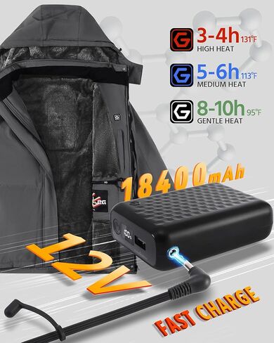 Wulcea Women Graphene Heated Jacket Battery Pack Charger Ladies Electric Warming Coat in Kuwait