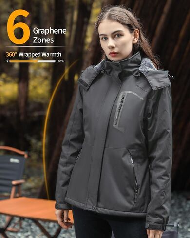 Wulcea Women Graphene Heated Jacket Battery Pack Charger Ladies Electric Warming Coat in Kuwait