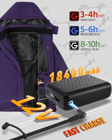 Wulcea Women Graphene Heated Jacket Battery Pack Charger Ladies Electric Warming Coat in Kuwait