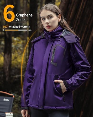 Wulcea Women Graphene Heated Jacket Battery Pack Charger Ladies Electric Warming Coat in Kuwait