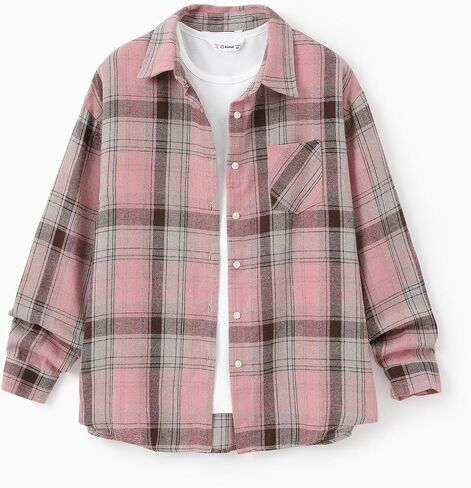 PATPAT Mommy and Me Matching Outfit Shirts Long Sleeve Casual Button Down Flannel Plaid Shirt Top in Saudi Arabia