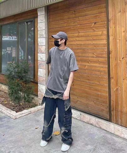 Suede Shirt Oversized Tshirts for Men Streetwear Baggy Shirts Summer Tops in Kuwait