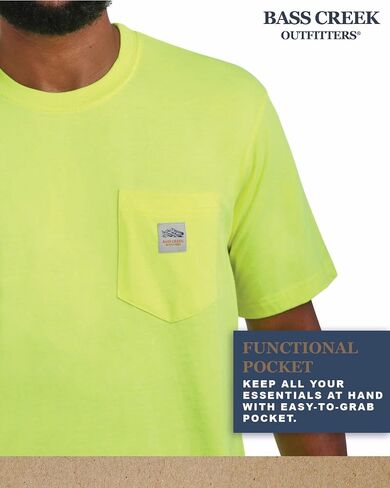 Bass Creek Outfitters Men's Heavyweight Short Sleeve T-Shirt - 100% Cotton Crewneck Workwear Pocket Tees for Men (M-XXL) in Saudi Arabia
