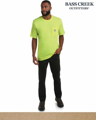 Bass Creek Outfitters Men's Heavyweight Short Sleeve T-Shirt - 100% Cotton Crewneck Workwear Pocket Tees for Men (M-XXL) in Saudi Arabia