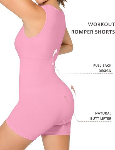 FeelinGirl Womens Jumpsuits Shorts Workout Romper Square Neck Bodysuit Yoga Bodycon Summer Outfits in Saudi Arabia
