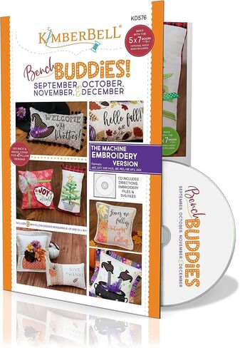 Kimberbell Bench Buddies: Sept, Oct, Nov, Dec - 8 Unique Machine Embroidery Designs, CD Includes: Step-By-Step Instructions & Techniques, Completed Sizes: 8x8" Square, 5.5x9.5" Rectangle Pillows KD576 in Saudi Arabia