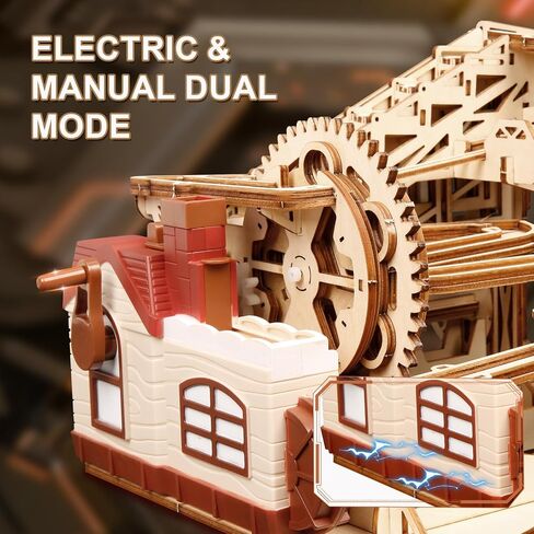 3D Wooden Puzzles for Adults, Electric Marble Run Mechanical Gear Drive System, DIY Creative Ornaments and Furniture Decoration, Suitable for Every 3D Puzzle Fans in Saudi Arabia