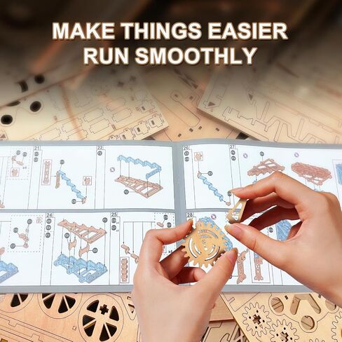3D Wooden Puzzles for Adults, Electric Marble Run Mechanical Gear Drive System, DIY Creative Ornaments and Furniture Decoration, Suitable for Every 3D Puzzle Fans in Saudi Arabia