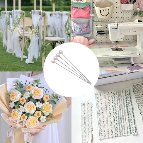 100Pcs Hat Pins,Round Ball Head Pins, Flower Bouquets Pearl Pins, Straight Pins Perfect for Women, Headdresses, Corsages, and DIY Crafts(Pearl White in Kuwait