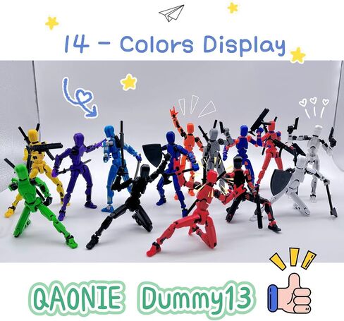 (Assembly Completed) 3D Printed Figure 5.54-inch Dummy13 with Weapon Expansion Set, Full Body Mechanical Movable Toy, Desk Decoration. (Black) in Kuwait