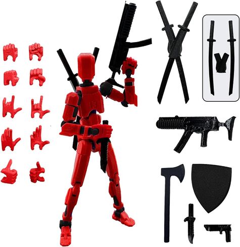 (Assembly Completed) 3D Printed Figure 5.54-inch Dummy13 with Weapon Expansion Set, Full Body Mechanical Movable Toy, Desk Decoration. (Black) in Kuwait