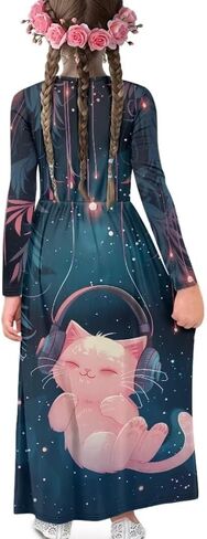 Girls Long Sleeve Dress 5-14 Y A Line Dress Toddler Sweet Swing Twirly Dress in Saudi Arabia