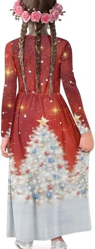 Girls Long Sleeve Dress 5-14 Y A Line Dress Toddler Sweet Swing Twirly Dress in Saudi Arabia