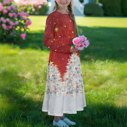 Girls Long Sleeve Dress 5-14 Y A Line Dress Toddler Sweet Swing Twirly Dress in Saudi Arabia