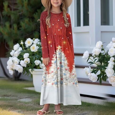 Girls Long Sleeve Dress 5-14 Y A Line Dress Toddler Sweet Swing Twirly Dress in Saudi Arabia