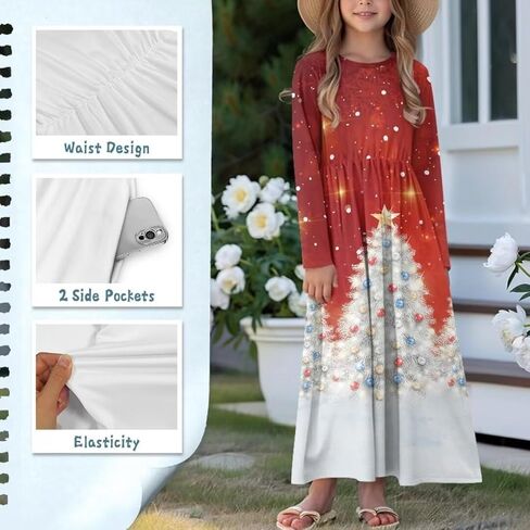 Girls Long Sleeve Dress 5-14 Y A Line Dress Toddler Sweet Swing Twirly Dress in Saudi Arabia