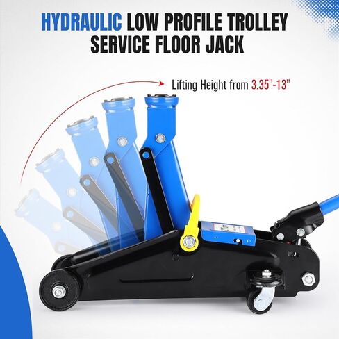 2 Ton Hydraulic Floor Jack,Low Profile 2 Ton (4400 Lbs) Car Jack,Portable Car Lift Jack,Quick Lift Pump,Heavy Duty Steel Car Hydraulic Trolley Jack Lift Range 3.35"-13" in Saudi Arabia