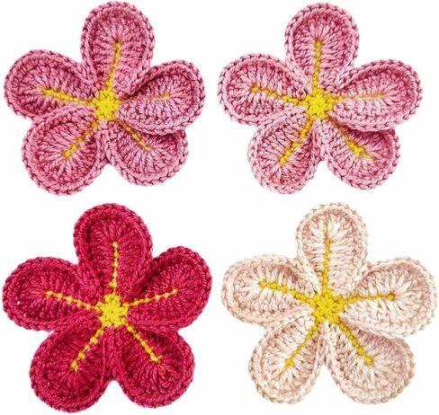Handmade Beautiful Crochet Flowers Plumeria Flower Petals Craft Sewing Crocheted Appliques Embellishments Ornament Accessories DIY. (Green Tone) in Saudi Arabia