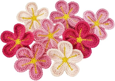Handmade Beautiful Crochet Flowers Plumeria Flower Petals Craft Sewing Crocheted Appliques Embellishments Ornament Accessories DIY. (Green Tone) in Saudi Arabia