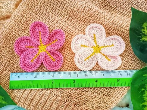 Handmade Beautiful Crochet Flowers Plumeria Flower Petals Craft Sewing Crocheted Appliques Embellishments Ornament Accessories DIY. (Green Tone) in Saudi Arabia