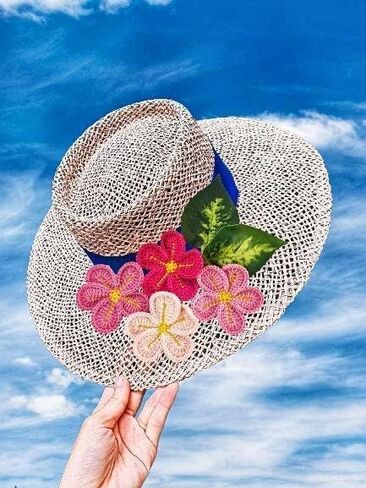 Handmade Beautiful Crochet Flowers Plumeria Flower Petals Craft Sewing Crocheted Appliques Embellishments Ornament Accessories DIY. (Green Tone) in Saudi Arabia