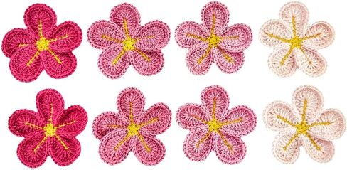 Handmade Beautiful Crochet Flowers Plumeria Flower Petals Craft Sewing Crocheted Appliques Embellishments Ornament Accessories DIY. (Green Tone) in Saudi Arabia