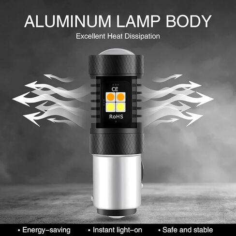 2 PCS 3157 Automotive LED Brake Light, 5630-20SMD 700LM 3000K/6000K Dual-Color Daytime Running Light Brake Light, Fast Response Lighting Accessories, for Most Models (White & Yellow) in Saudi Arabia