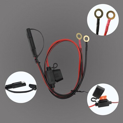 HiSport SAE Battery Connector - SAE to O Ring Terminal Harness, 2-Pin Quick Disconnect Plug,SAE Battery Extension Cable for Motorcycle Cars RV in Saudi Arabia