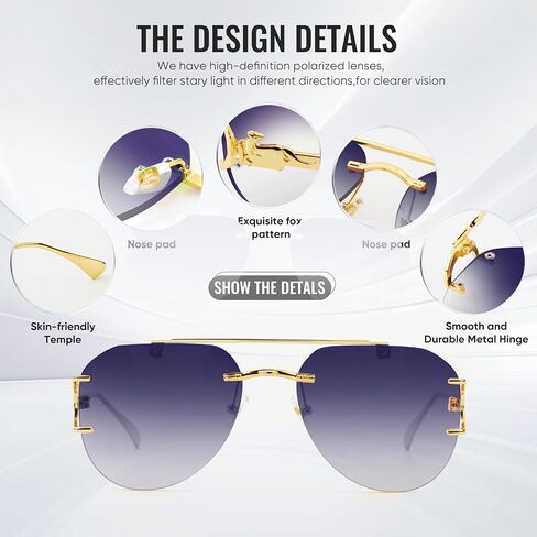 Rimless Sunglasses Women Designer Sunscreen Glasses Summer Oval Fashion Luxe Femme Sunglasses Outdoor Sports Vacation Vintage in Saudi Arabia