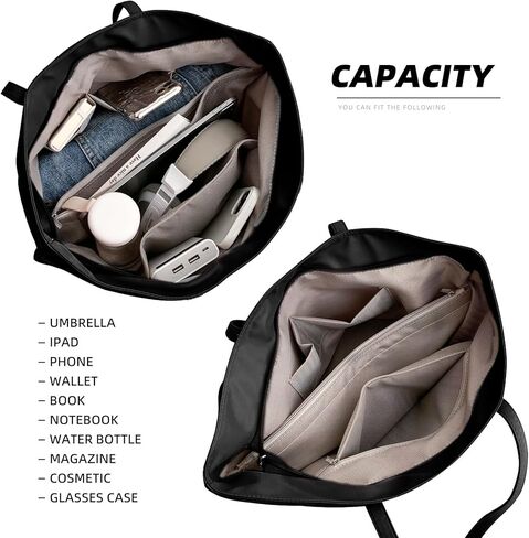 Casual Nylon Tote Bag for Women Water Resistant Shoulder Tote Handbag with Zipper for Wrok Travel in Kuwait