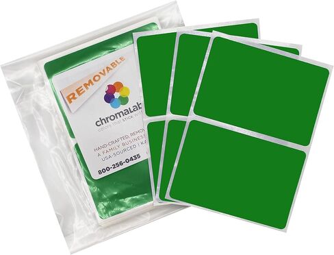 ملصقات مستطيلة برموز ألوان قابلة للإزالة مقاس 2 × 3 بوصة من ChromaLabel، 150 ملصقًا في كل عبوة، أخضر in Saudi Arabia
