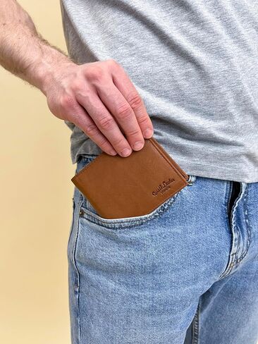 Gusti Mens Soft Brown Leather Wallet with Coin Pocket true leather - Foster RFID in Kuwait