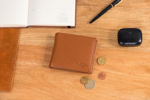 Gusti Mens Soft Brown Leather Wallet with Coin Pocket true leather - Foster RFID in Kuwait