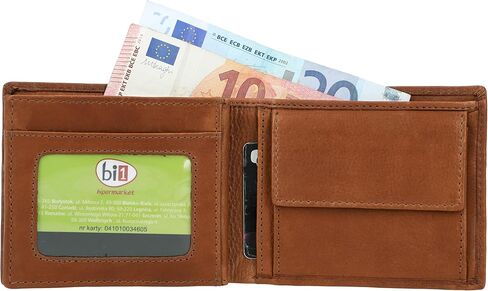 Gusti Mens Soft Brown Leather Wallet with Coin Pocket true leather - Foster RFID in Kuwait