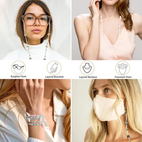 سلسلة نظارات ERNAULO مطرزة للنساء سلسلة النظارات وحاملات نظارات العين حول الرقبة سلاسل النظارات للنساء in Kuwait