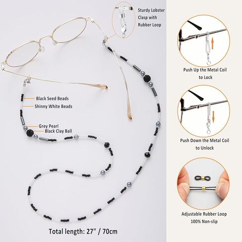 سلسلة نظارات ERNAULO مطرزة للنساء سلسلة النظارات وحاملات نظارات العين حول الرقبة سلاسل النظارات للنساء in Kuwait