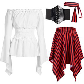 Spooktacular Creations Pirate Costume Women, Adult Halloween Renaissance Pirate Costume for Halloween Costumes Cosplay Party