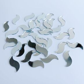Set of 100 S Shape Shisha Mirrors for Lippan Art, Crafts, Embroidery, Scrapbooking, and Home Decor (Silver)