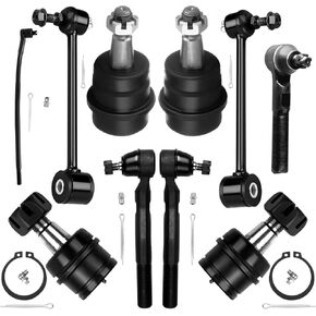 Front Inner & Tie Rear Upper Rod End Rear Outer Upper Tie Rod End Fit for Jeep Wrangler 2007-2017 for Jeep Wrangler Jk 2018, Pitman Arm Front Lower & Upper Ball Joint Rear Sway Bar End Link (10Pcs)