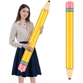43-Inch Inflatable Pencil Giant Blow Up Pencil Colorful Inflatable Crayons, Birthday Party Supplies, and Room Decoration (Yellow, 43in)