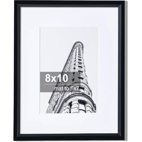 Axeman 11x14 Picture Frame Gold | 11 x 14 Picture Frame with Mat for 8x10 | 11 by 14 Plastic Picture Frame with Plexiglass Set of 1 | Wall Mount Display Vertically or Horizontally - Gold